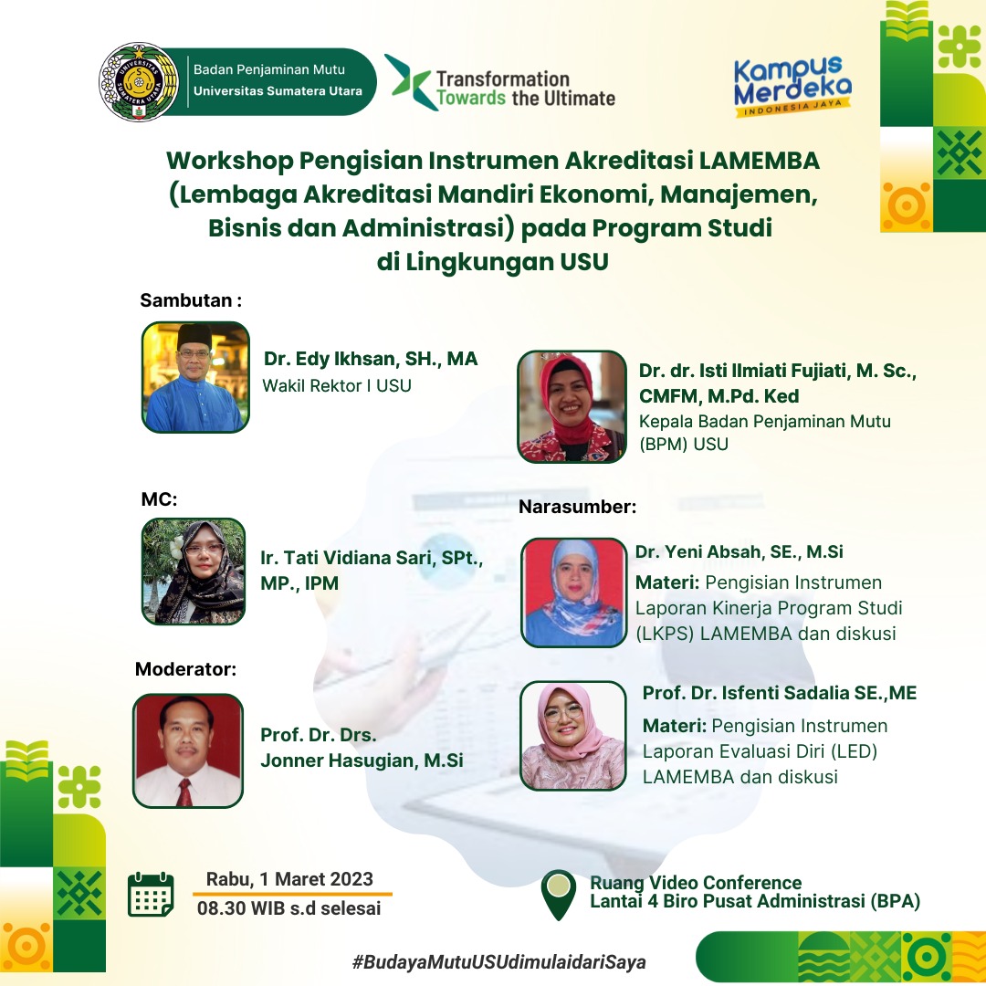 Workshop on Filling in the LAMEMBA Accreditation Instrument (Self-Accreditation Institute for Economics, Management, Business and Administration) for Study Programs in the USU Environment